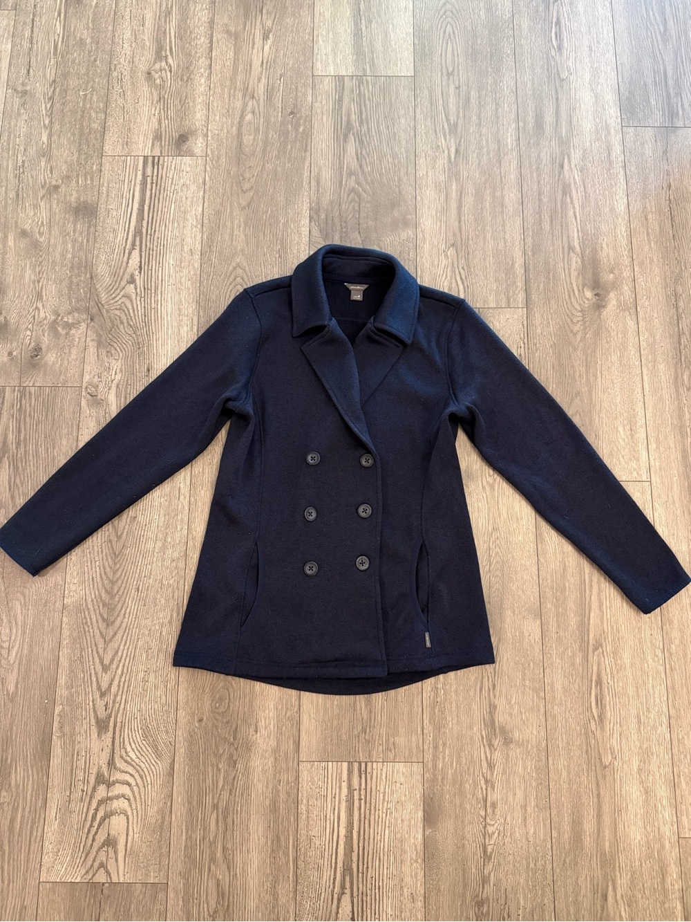 Eddie Bauer Navy Double Breasted Fleece Lightweight Women’s Size: Medium Jacket